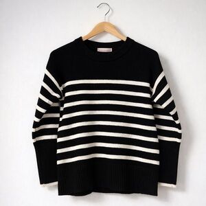 Philosophy Striped Crew Neck Sweater XS Black White Knit